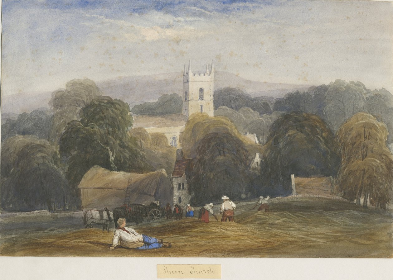 Sheen Kilisesi: sulu boya ve [c 1830-1840] by Lewis John Wood