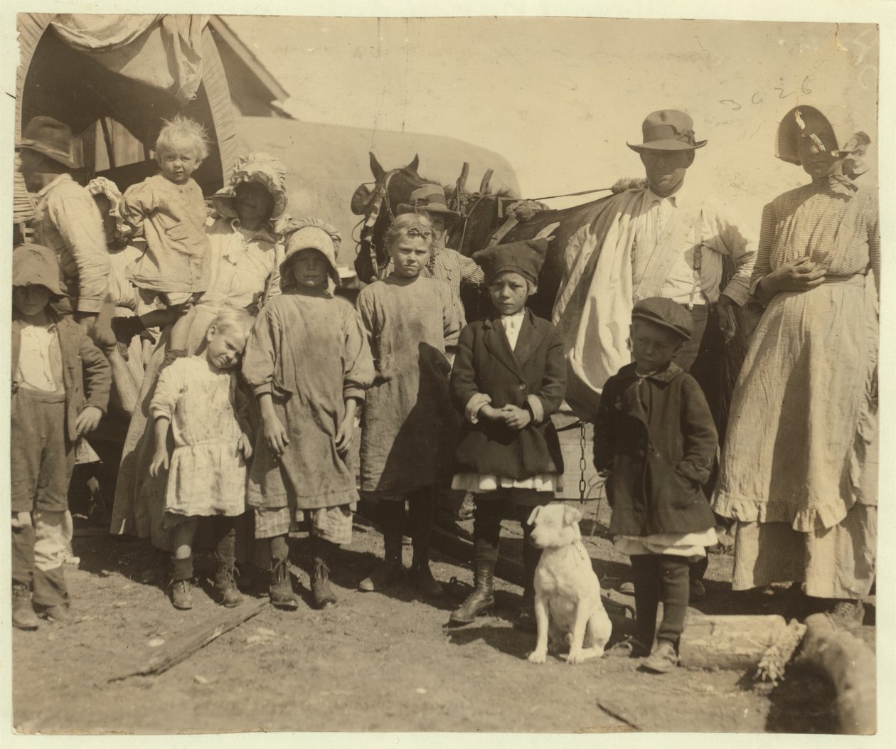 Itinerant cotton pickers leaving a farm near McKinney, Texas after picking a bale and a half of cotton a day, 1913  by Lewis Wickes Hine