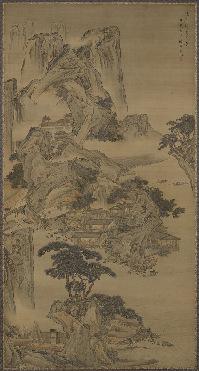 Nehirde Emeklilik, Li Tang Tarzında, Qing Hanedanlığı, 1694 (ipek üzerine mürekkep ve renk) by Li Yin