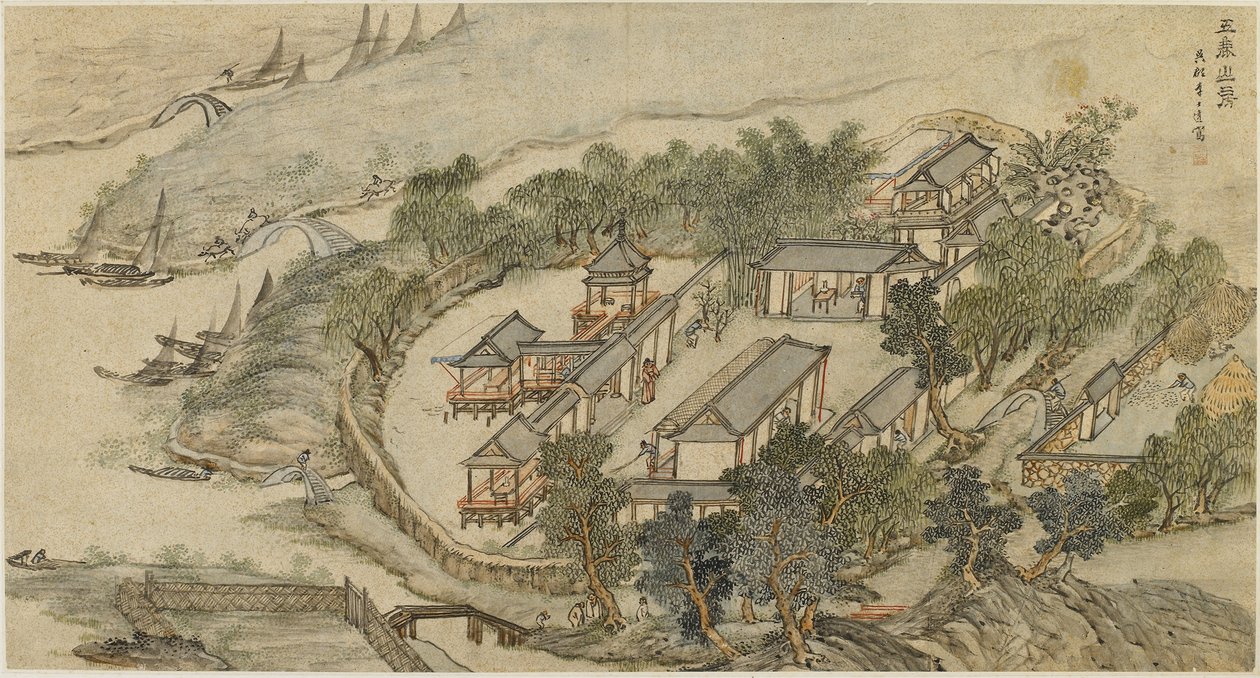 Beş Geyik İnziva Yeri, 17. yüzyılın başlarında. by Li Shida