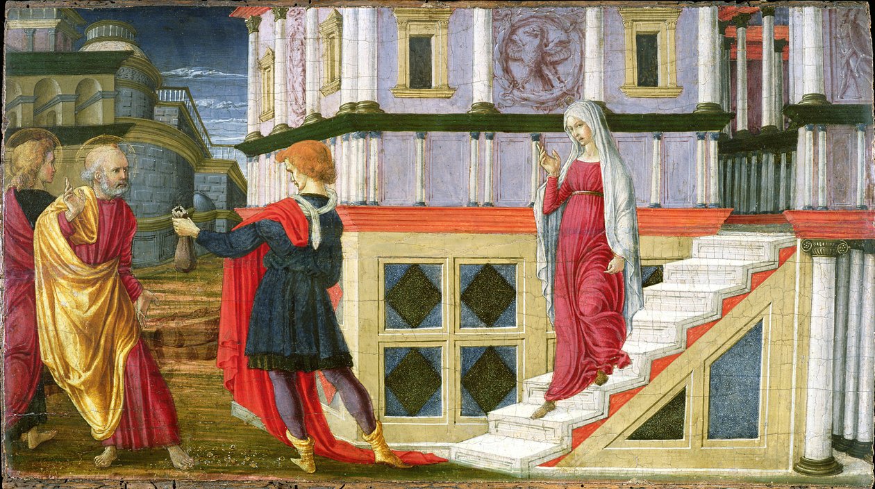 Aziz Peter Parasını Sunan Simon Magus, 1470-75 (panelde tempera) by Liberale da Verona