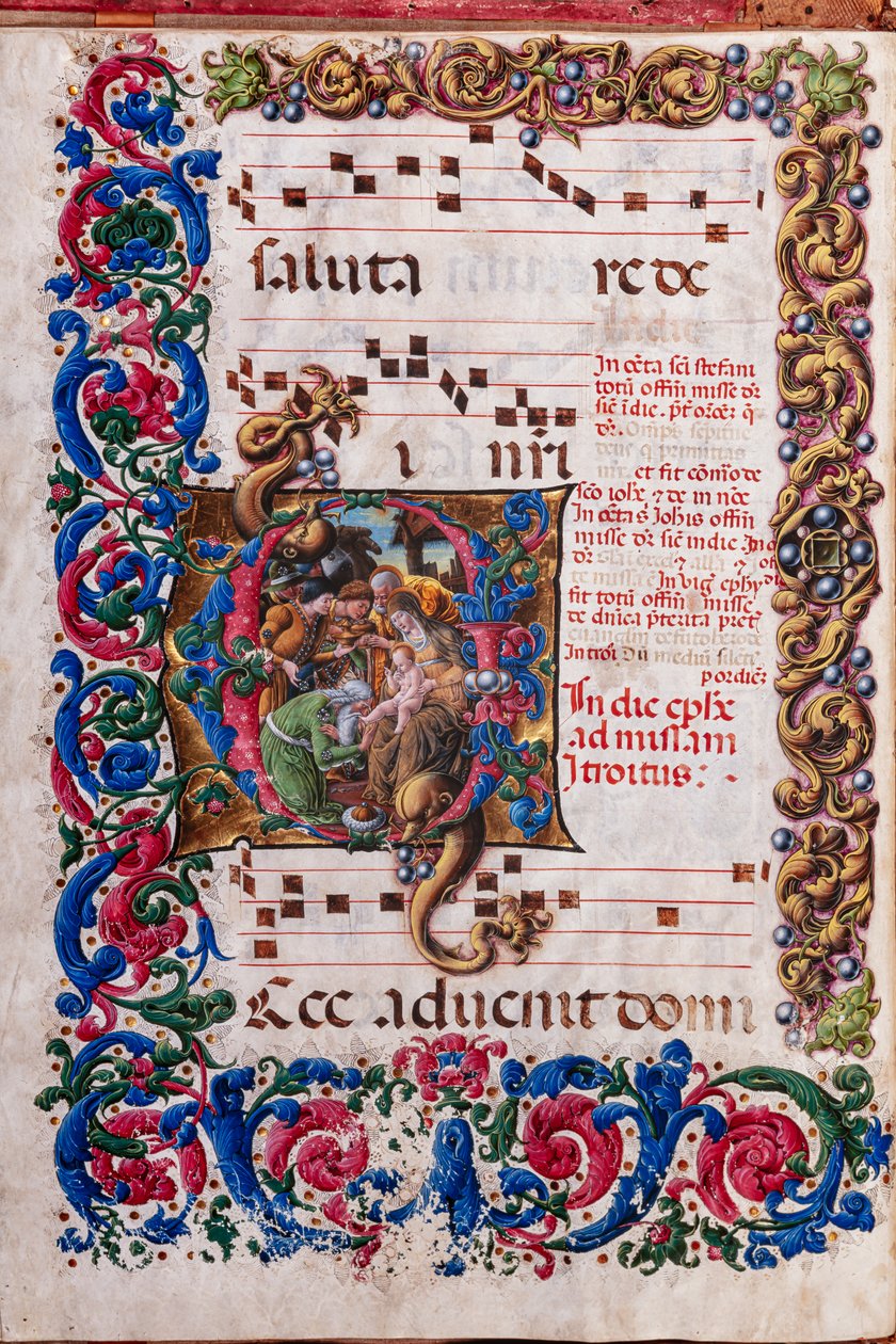 Piccolomini Kütüphanesi: koro kitabı, morina. 19.4, ff. 9v ile “Magi
