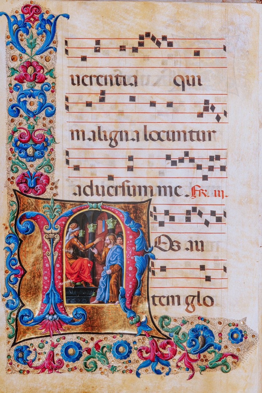 Piccolomini Kütüphanesi: koro kitabı, morina. 22.7, ff. 22v ile “Pilate