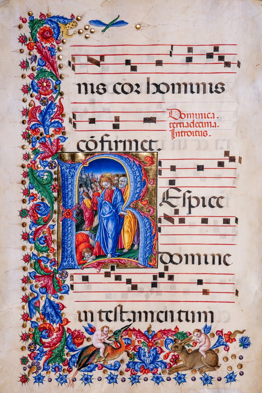 Piccolomini Kütüphanesi: koro kitabı, morina. 24.9, ff. 67v ile “Cüzzamlının İyileşmesi”, Liberale da Verona (yaklaşık 1445 - 1527/9). by Liberale da Verona