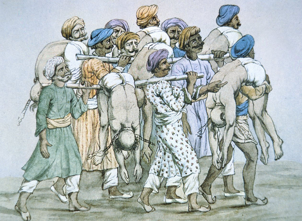 Bir grup Haydut ve kurbanları (renkli taş) by Unbekannt Unbekannt