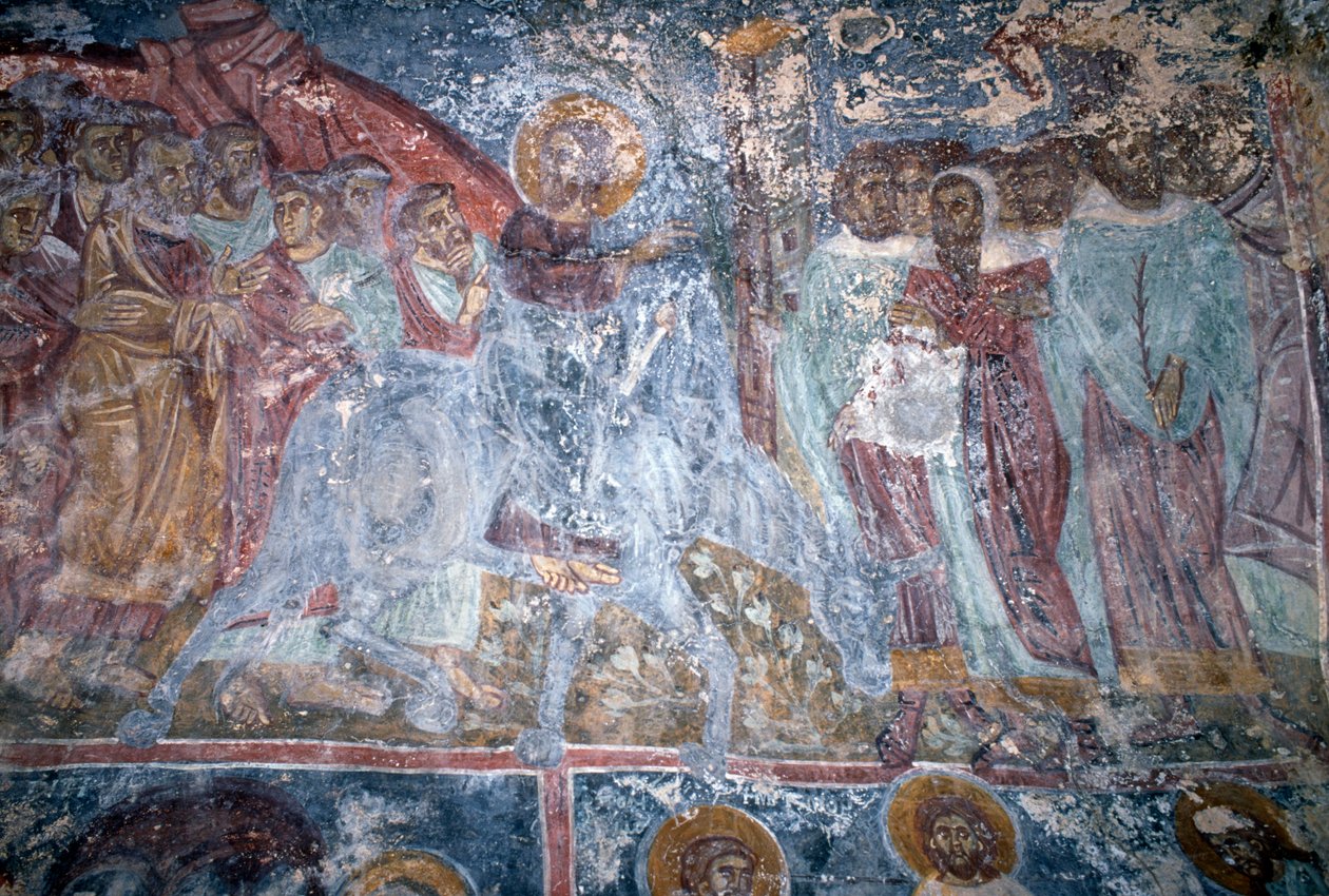 Angel, Bizans kilisesinde fresk Sotiras Christos, Vlithias, Girit, Yunanistan (fotoğraf) by Unbekannt Unbekannt