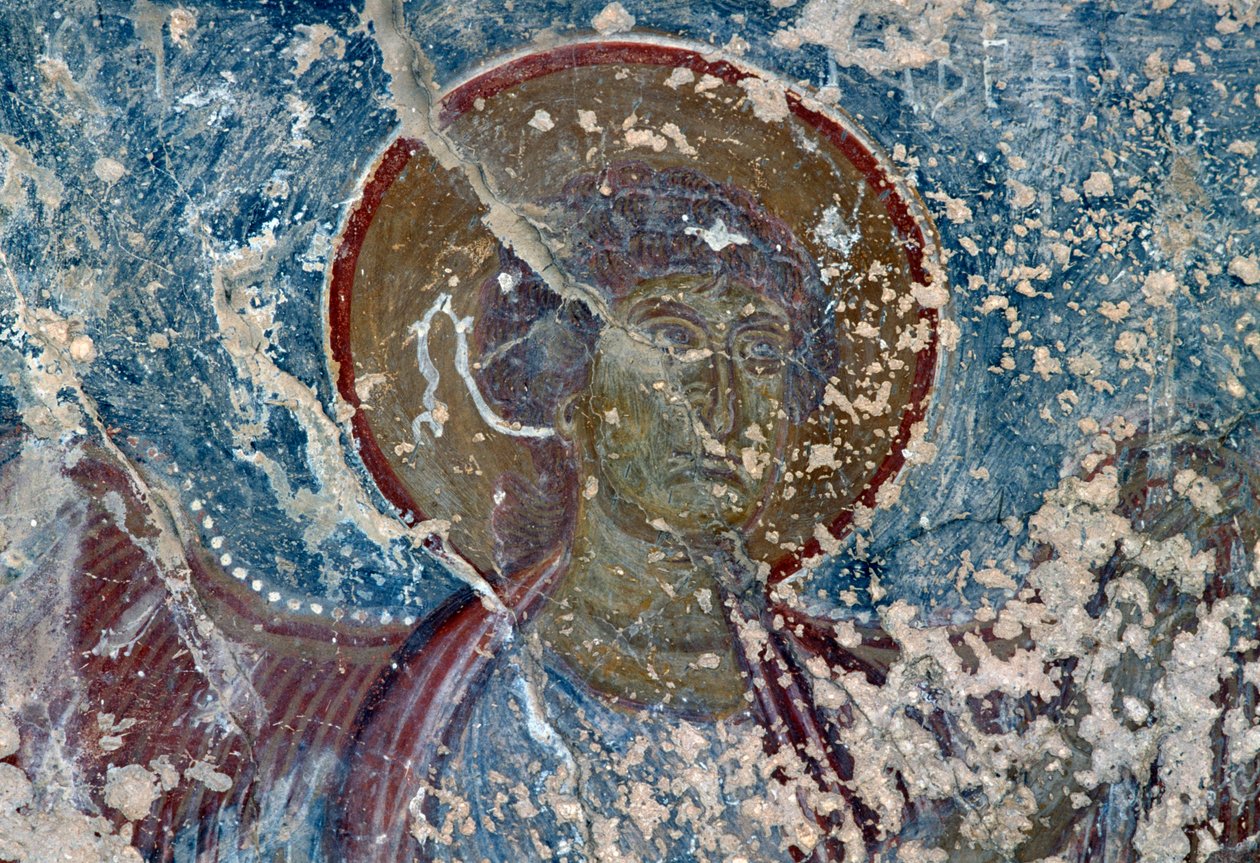 Angel, Panagia kilisesinde fresk, Rodovani, Girit, Yunanistan (fotoğraf) by Unbekannt Unbekannt