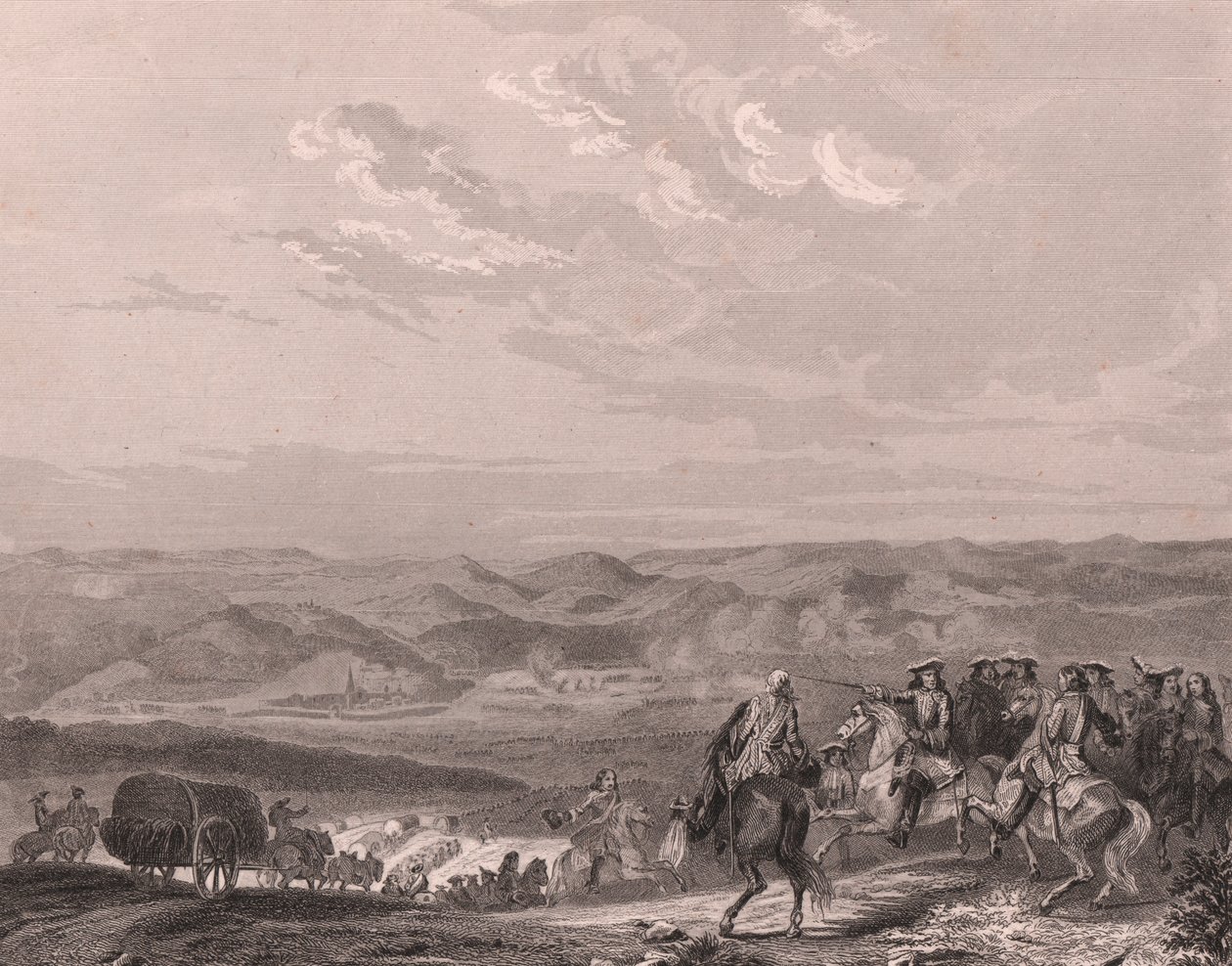 Freiburg Savaşı, Almanya, Ağustos 1644, Otuz Yıl Savaşı, Çin kağıdına çelik gravür by Unbekannt Unbekannt