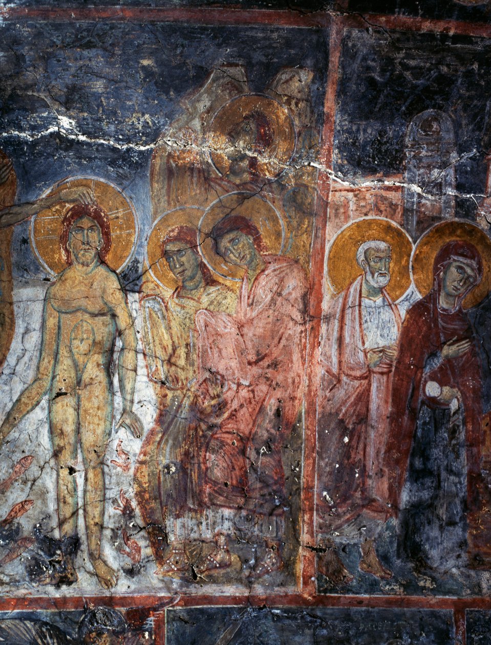 İsa, Madonna ve Azizler, Agios Georgios manastırında fresk, Diavaide, Girit, Yunanistan (fotoğraf) by Unbekannt Unbekannt