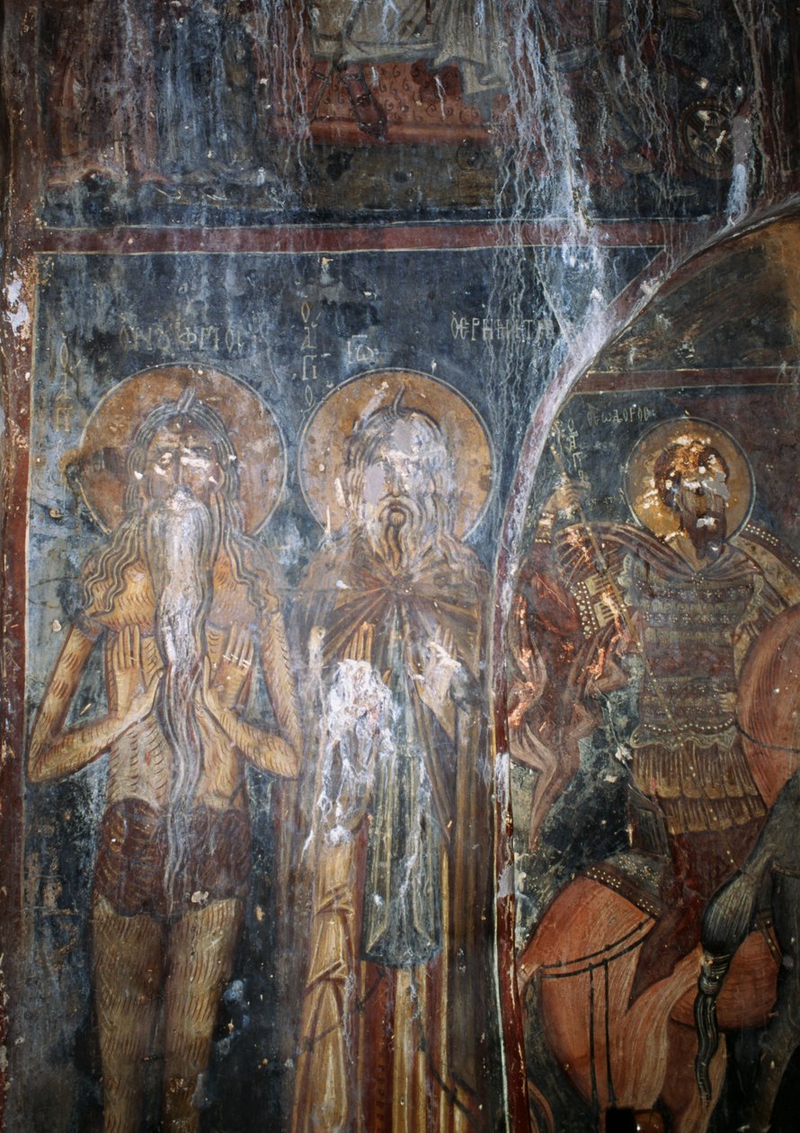 İsa ve azizler, Agios Ioannis kilisesinde fresk, Kantanos, Girit, Yunanistan (fotoğraf) by Unbekannt Unbekannt