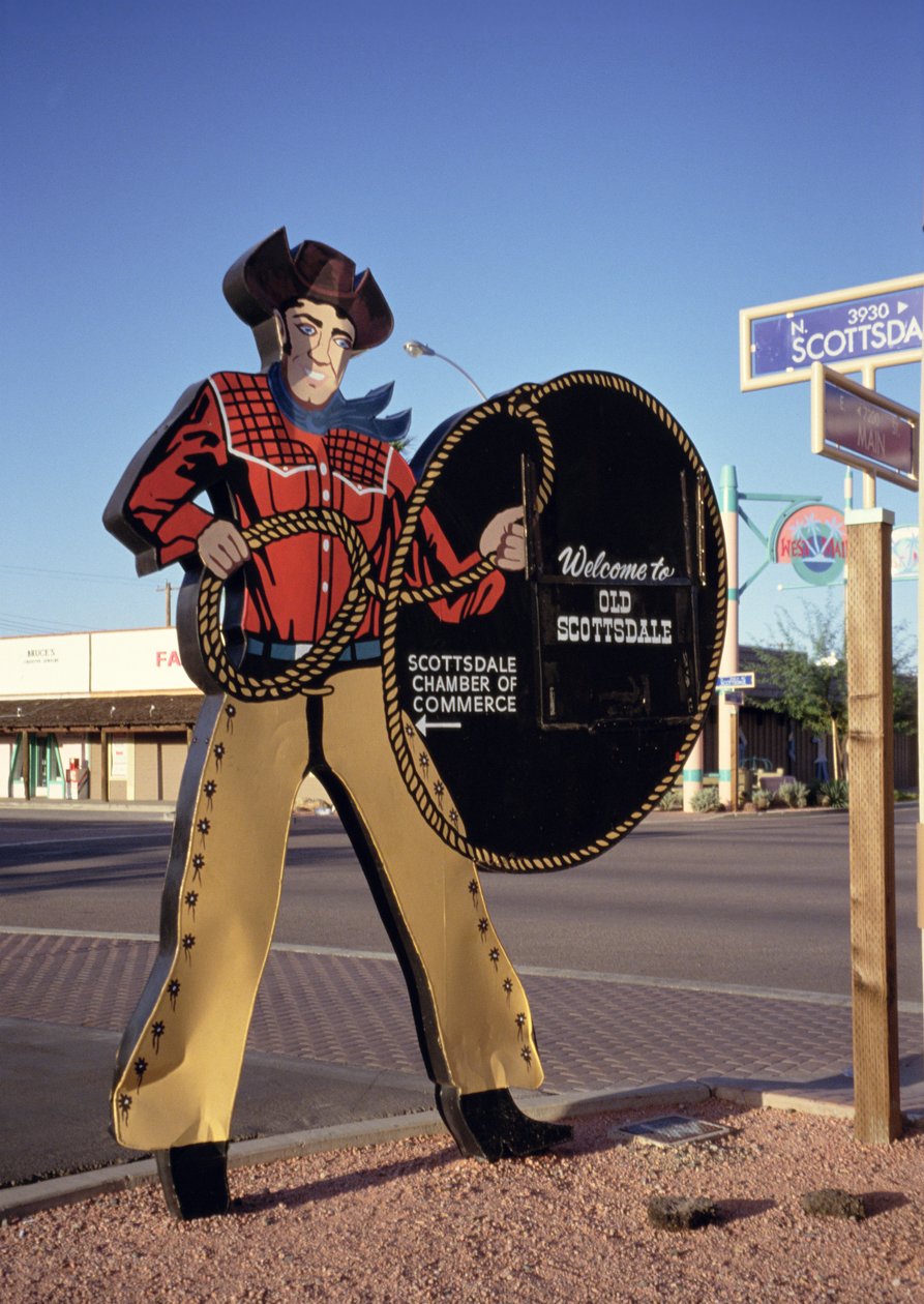 Kovboy figürü, turistleri Scottsdale, Arizona