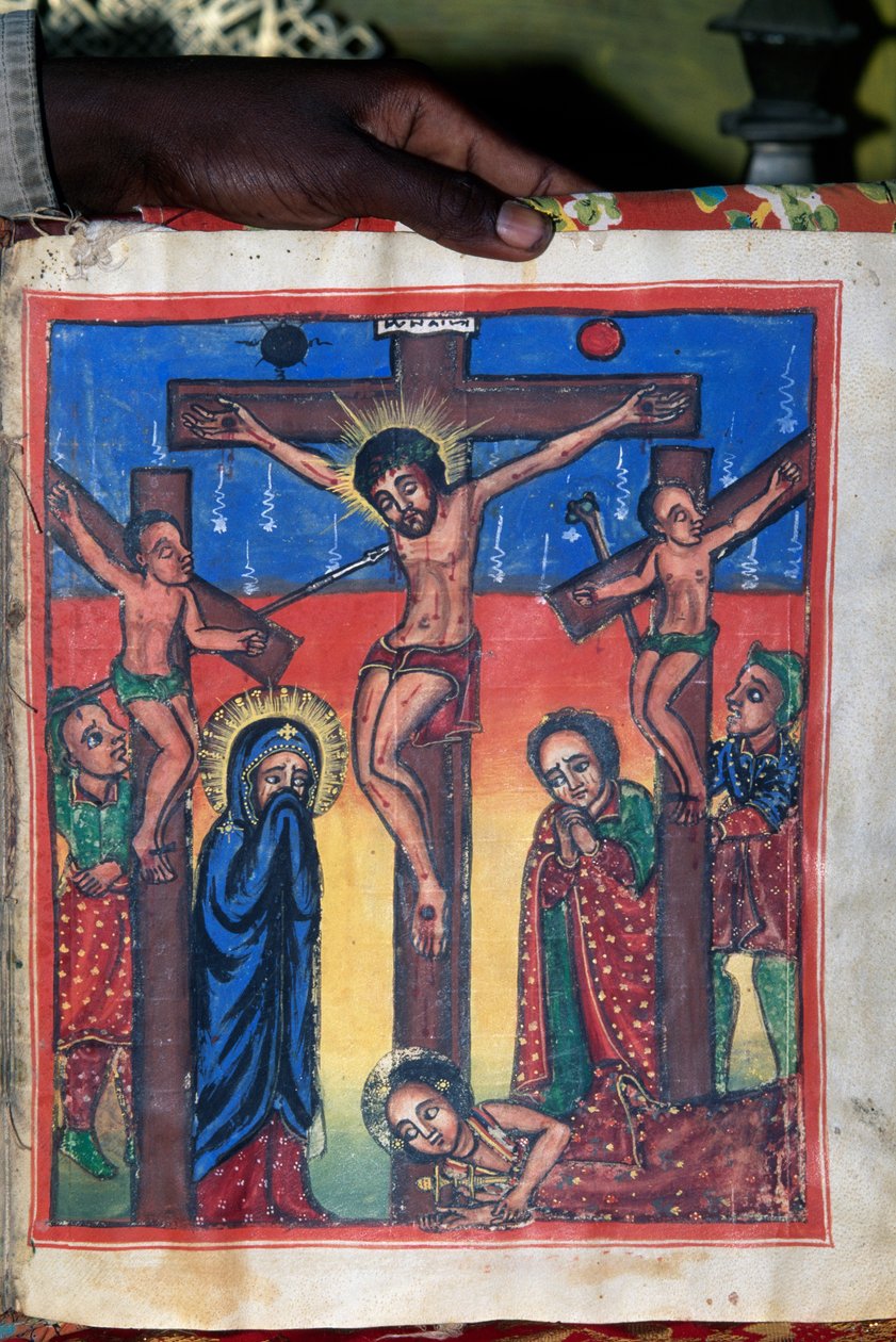 Çarmıha germe, St Mary of Zion Kilisesi müzesinde el yazması (17. yüzyıl), Aksum (Unesco Dünya Mirası Listesi) by Unbekannt Unbekannt