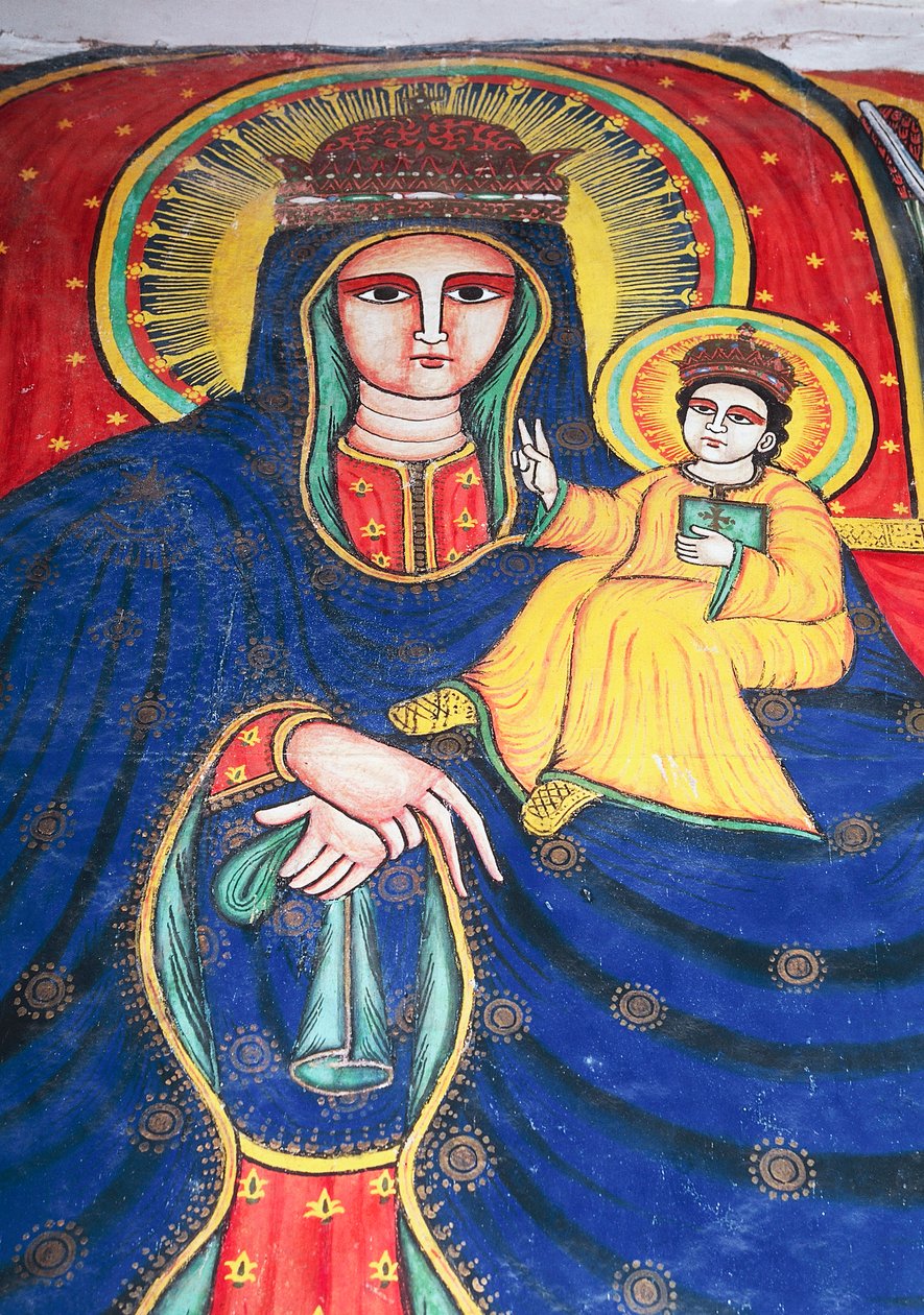 Meryem ve Çocuğu tasvir eden fresk, Zion Meryem Ana Kilisesi (17. yüzyıl), Aksum (Unesco Dünya Mirası Listesi) by Unbekannt Unbekannt