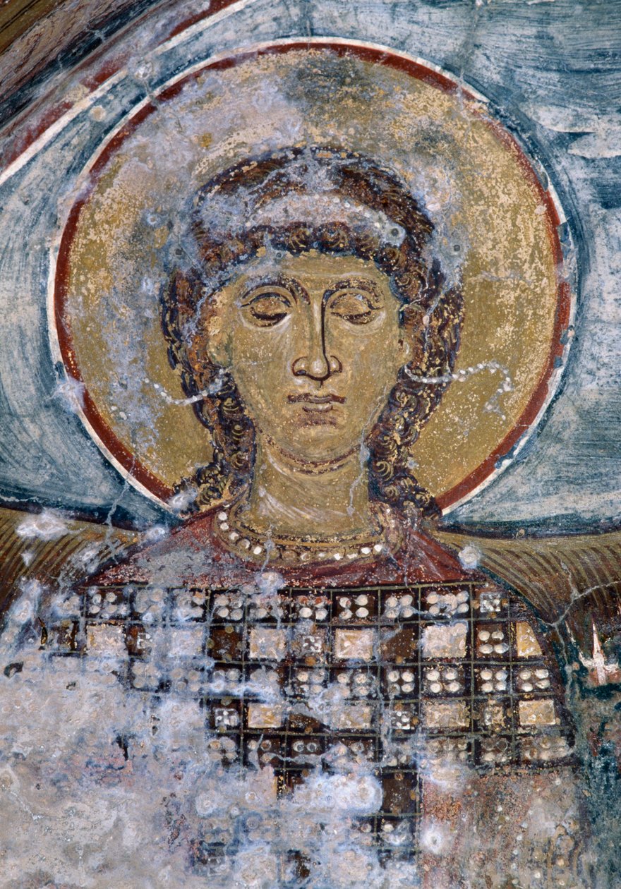 Agios Georgios Bizans kilisesinde azizli fresk, Vathi, Girit, Yunanistan (fotoğraf) by Unbekannt Unbekannt
