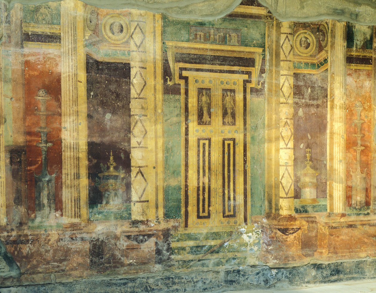 İtalya, Campania, Oplonti, Torre Annunziata arkeolojik alanı, Roman Villa Poppaea, Büyük Salon, İkinci Pompeian Tarzında sütunlu Fresk by Unbekannt Unbekannt