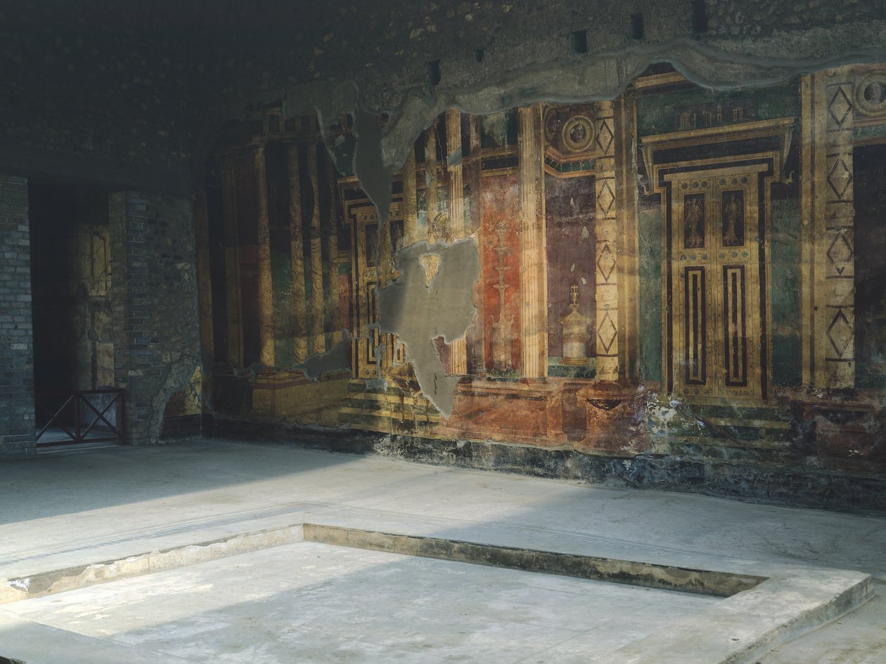 İtalya, Campania, Oplonti, Torre Annunziata arkeolojik alanı, Roman Villa Poppaea, İkinci Pompeian Tarzında mimari motifli freskler by Unbekannt Unbekannt