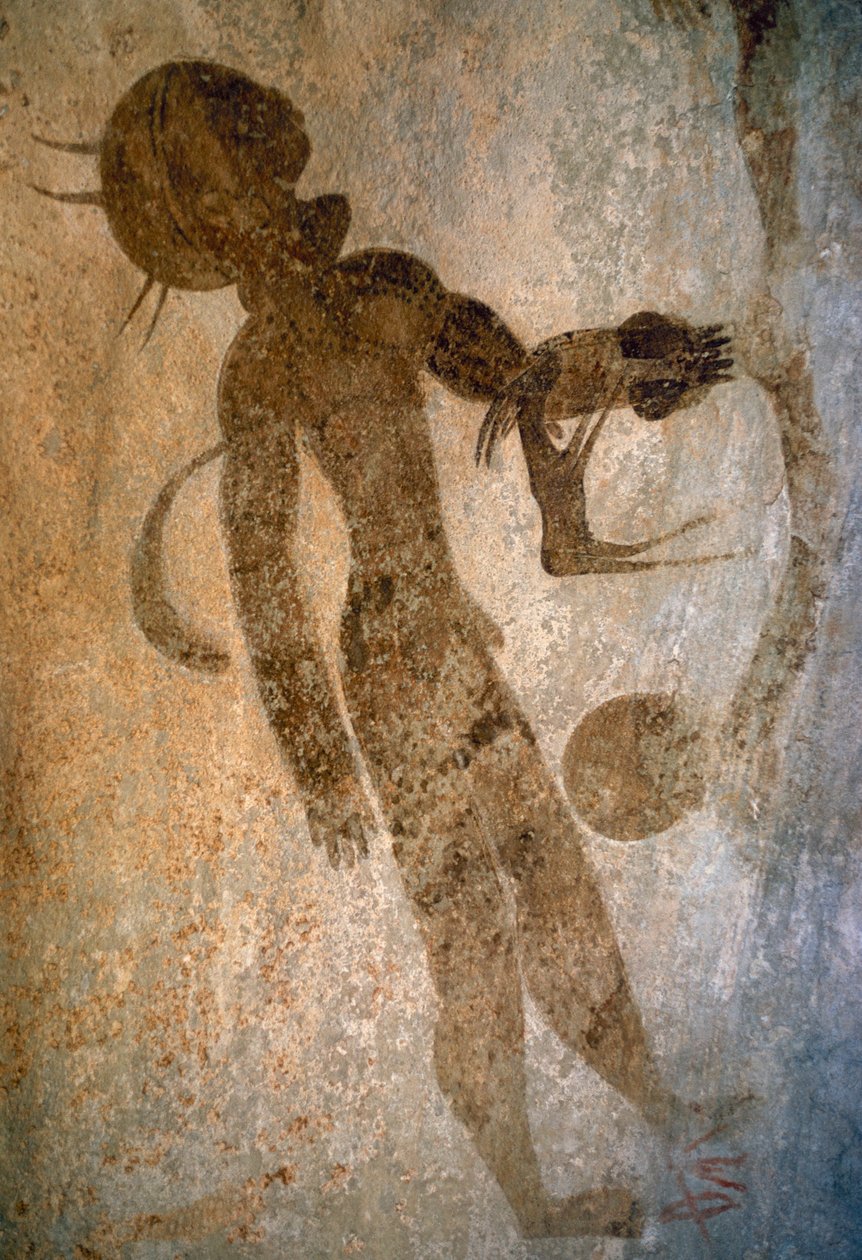 Adam yüzüyor, kaya resmi, Tassili n
