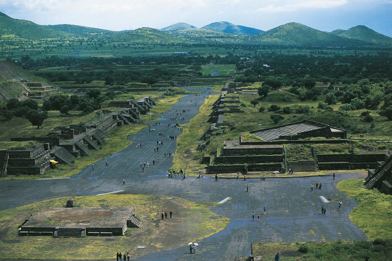 Meksika, Meksika Havzası, Mexico City, Teotihuacan (Tanrıların Şehri), Ay Piramidi ve Ölüler Bulvarı by Unbekannt Unbekannt