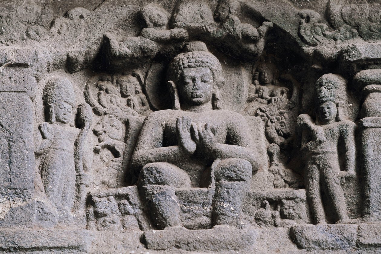 Buddha, Karla mağaraları, Maharashtra, Hindistan, 2. yüzyılı tasvir eden kabartma. by Unbekannt Unbekannt