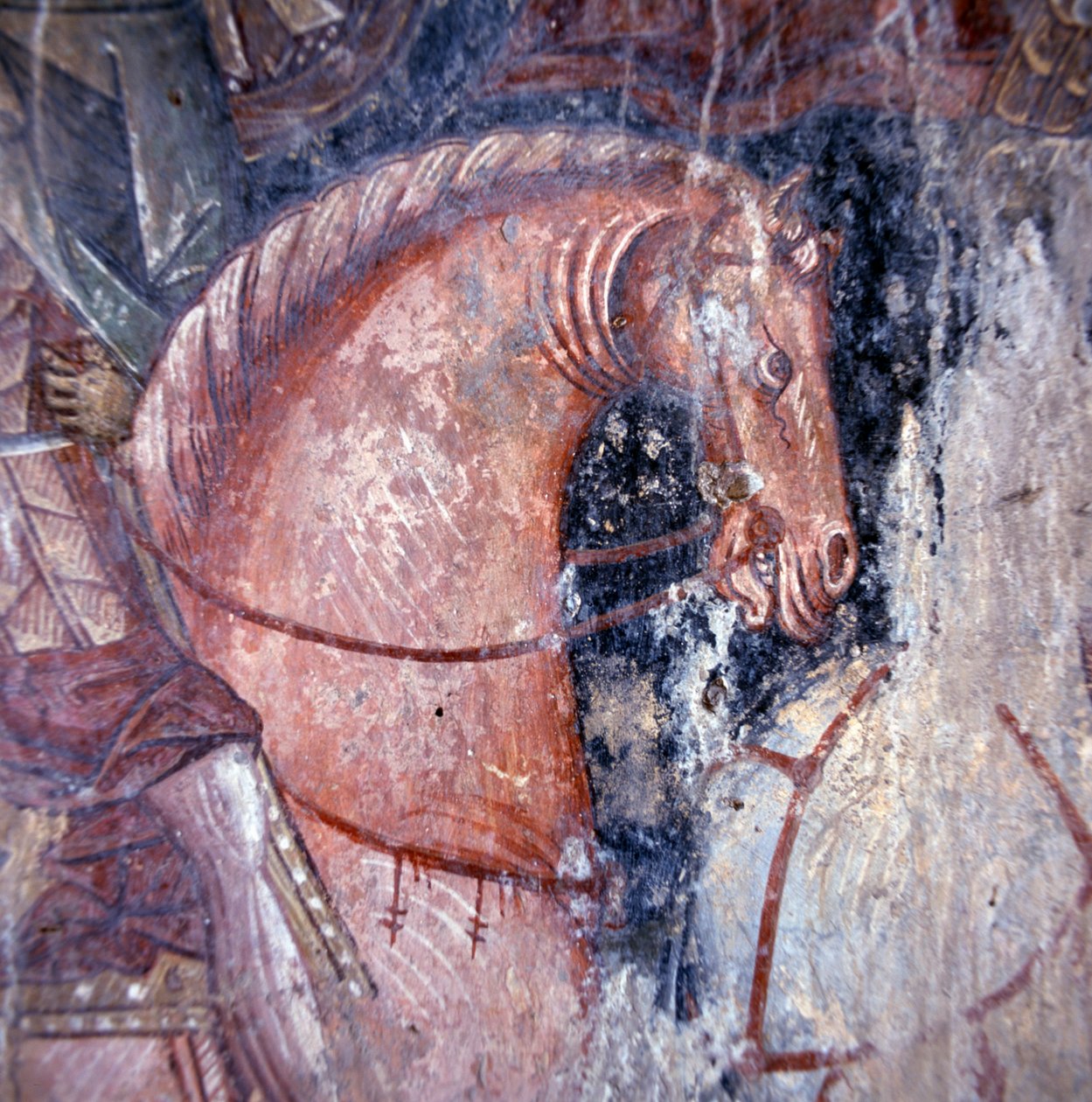 At sırtında Aziz, kilisede fresk Palaia Roumata, Girit, Yunanistan, Detay (fotoğraf) by Unbekannt Unbekannt