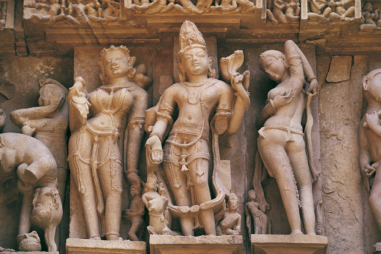 Heykeller, Lakshmana tapınağı, Khajuraho Anıtlar grubu (UNESCO Dünya Mirası Listesi) by Unbekannt Unbekannt