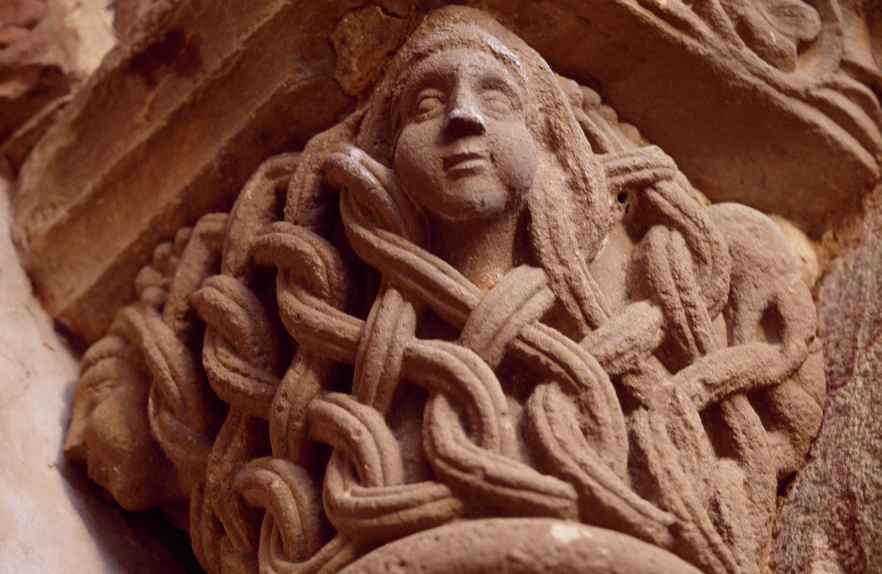 İspanya, Navarre, Leyre Kutsal Kurtarıcı Manastırı, Porta Speciosa, Dekore edilmiş sermaye by Unbekannt Unbekannt
