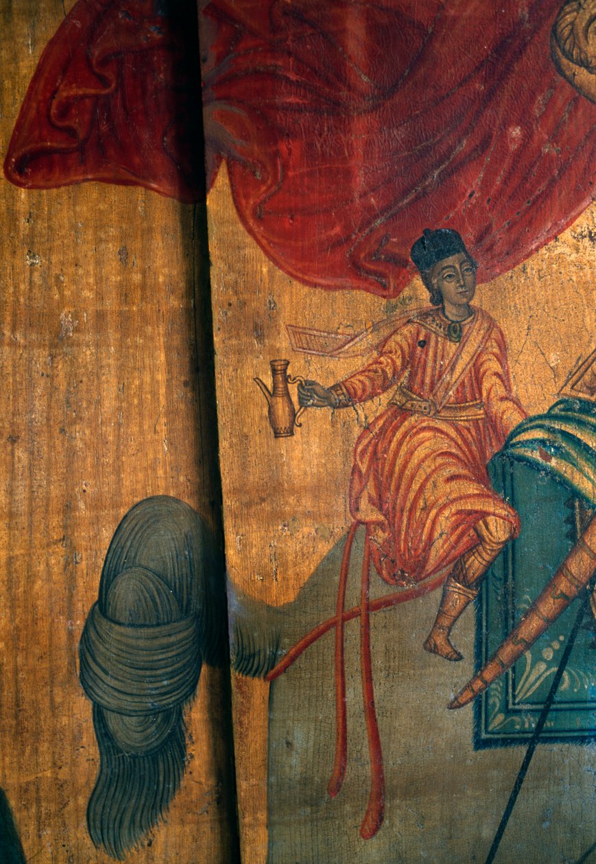St George ve Dragon, Agia Paraskevi kilisesindeki ahşap panelin detayı, Anisaraki, Girit, Yunanistan (fotoğraf) by Unbekannt Unbekannt