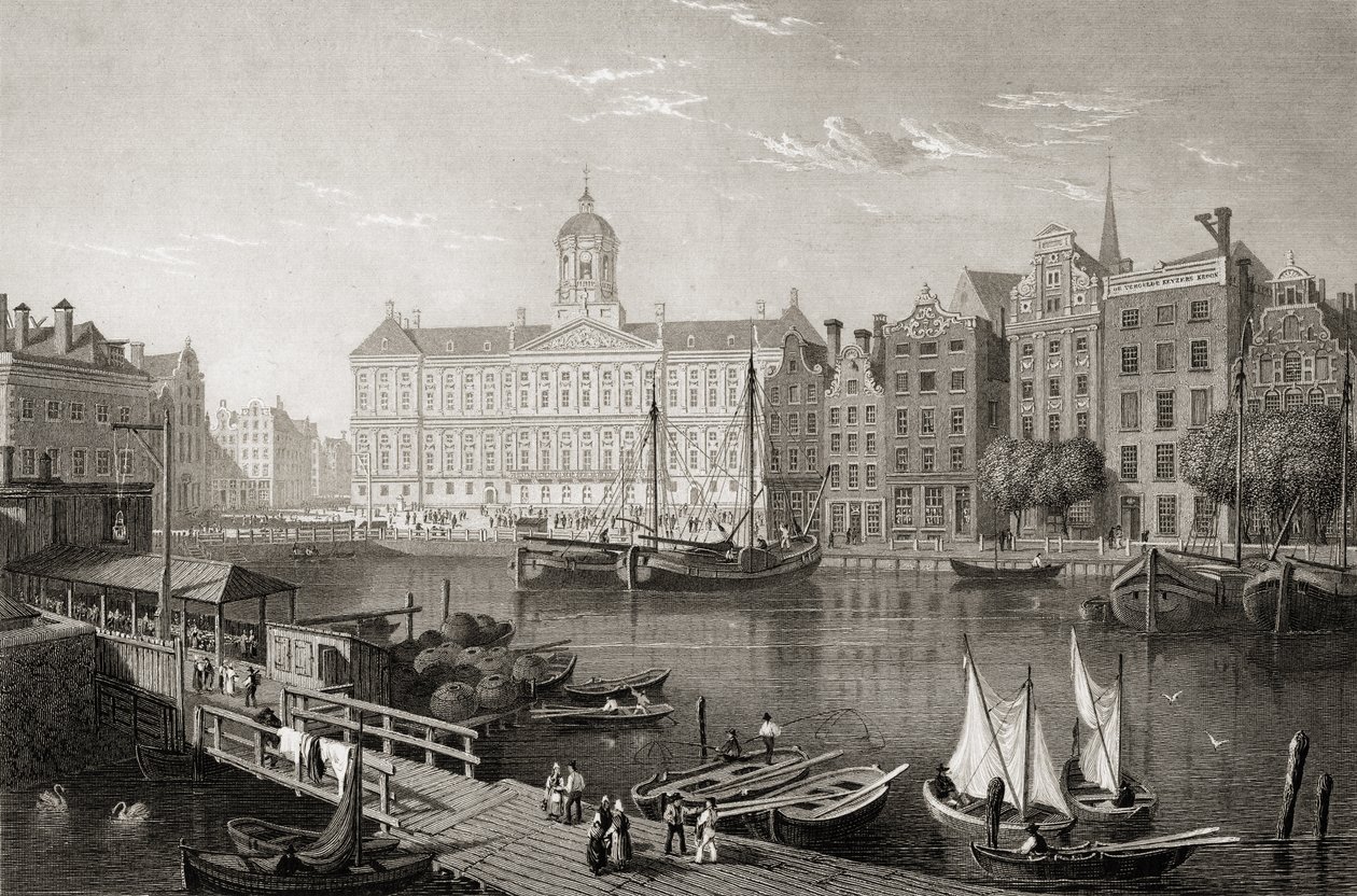Damrak Sarayı, Amsterdam, R. Brandard tarafından oyulmuş 