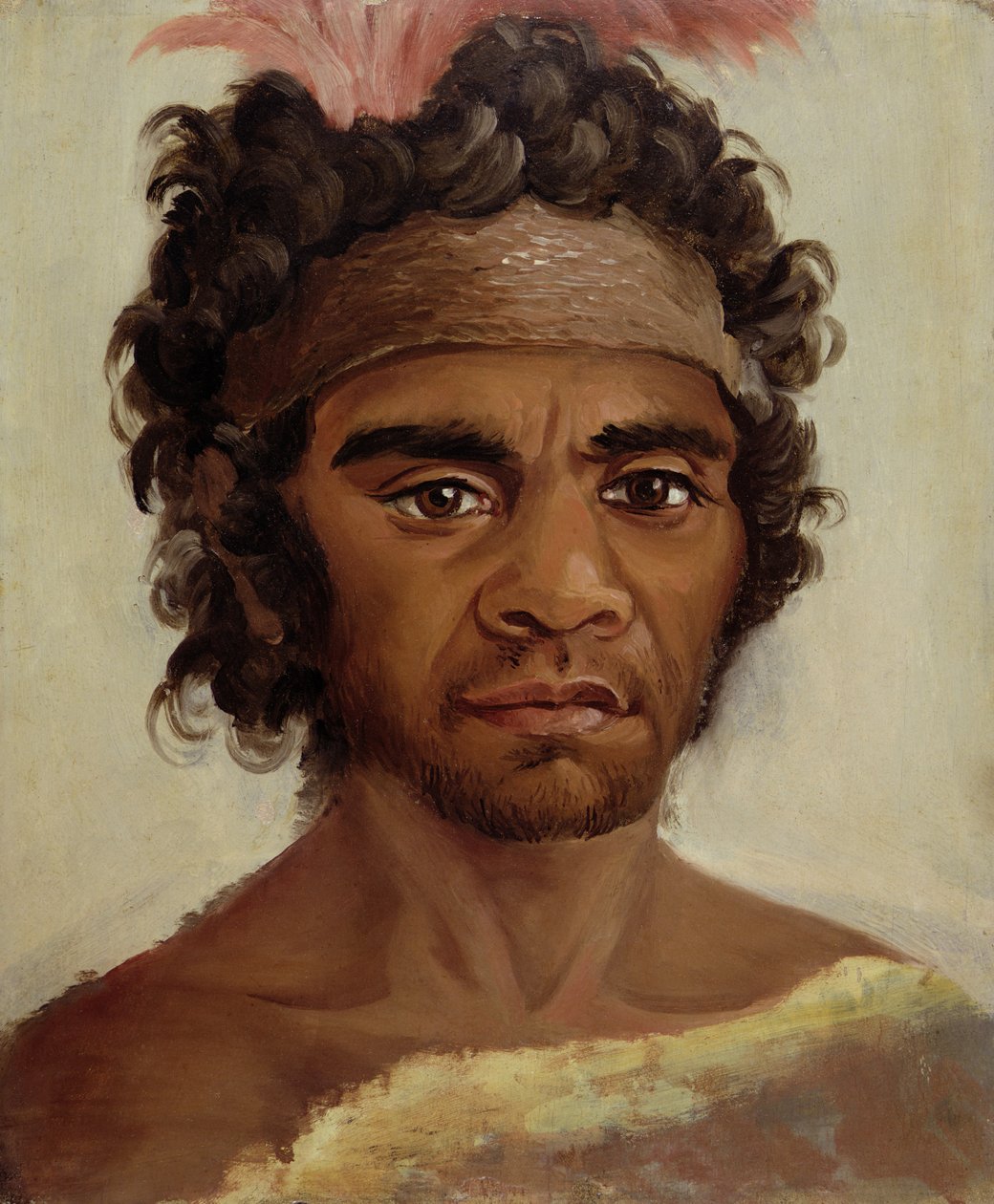 Vali Macquarie ile arkadaş olan Yeni Güney Galler yerlilerinden biri, 1811-21 paneli by Lieutenant George Austin Woods
