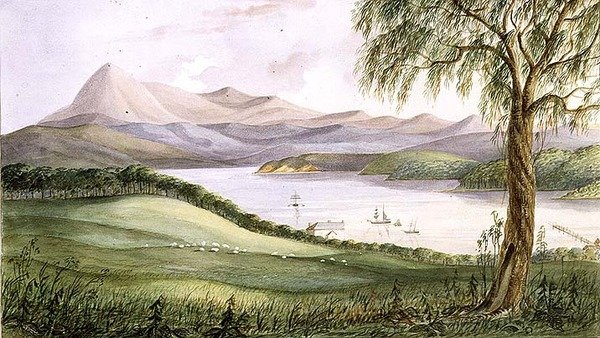 Twofold Bay, Yeni Güney Galler, 1860 dolayları (suluboya) by Lieutenant George Austin Woods