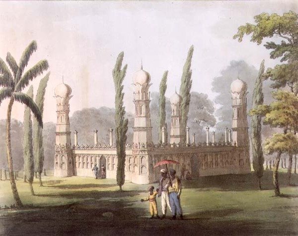 Killader's Tomb, Ouscottah, 'Mysore Krallığında Resimli Manzara'dan 27 numaralı levha, H. Merke (fl.1800-20) pub tarafından oyulmuş. Edward Orme (1774-c.1820) 1804 (aquatint) tarafından by Lieutenant James (after) Hunter
