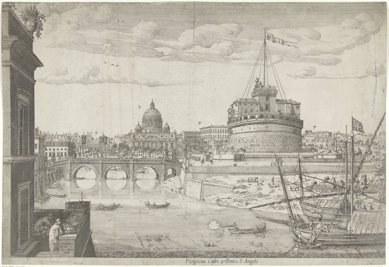 Roma manzarası Propectus caftri e Pontis S. Angeli (nesne üzerindeki başlık) by Lievin Cruyl