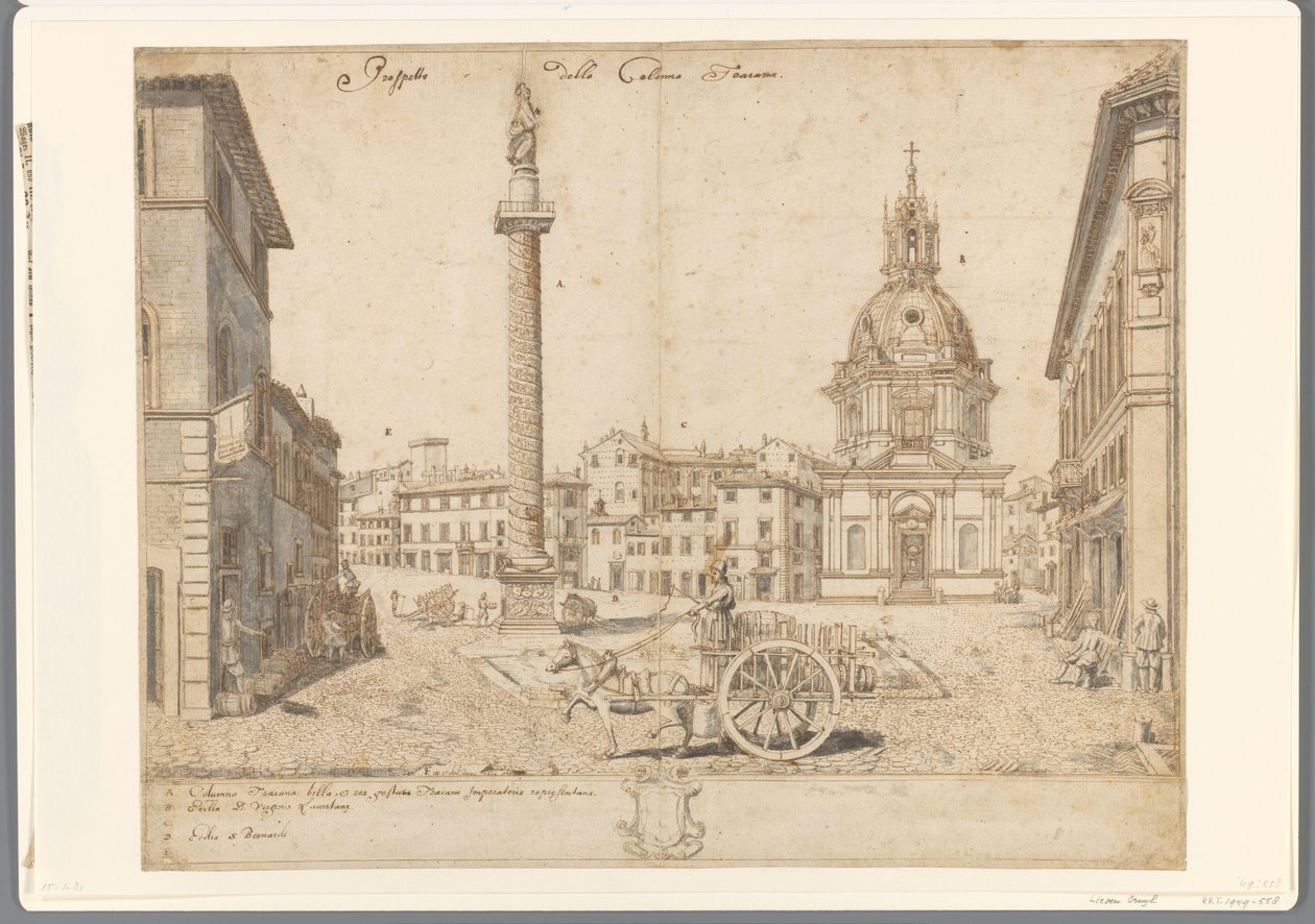 Trajan Sütunu ve S. Maria di Loreto Prospetto della Colonna Traiana ile Roma manzarası (nesnedeki başlık) by Lievin Cruyl
