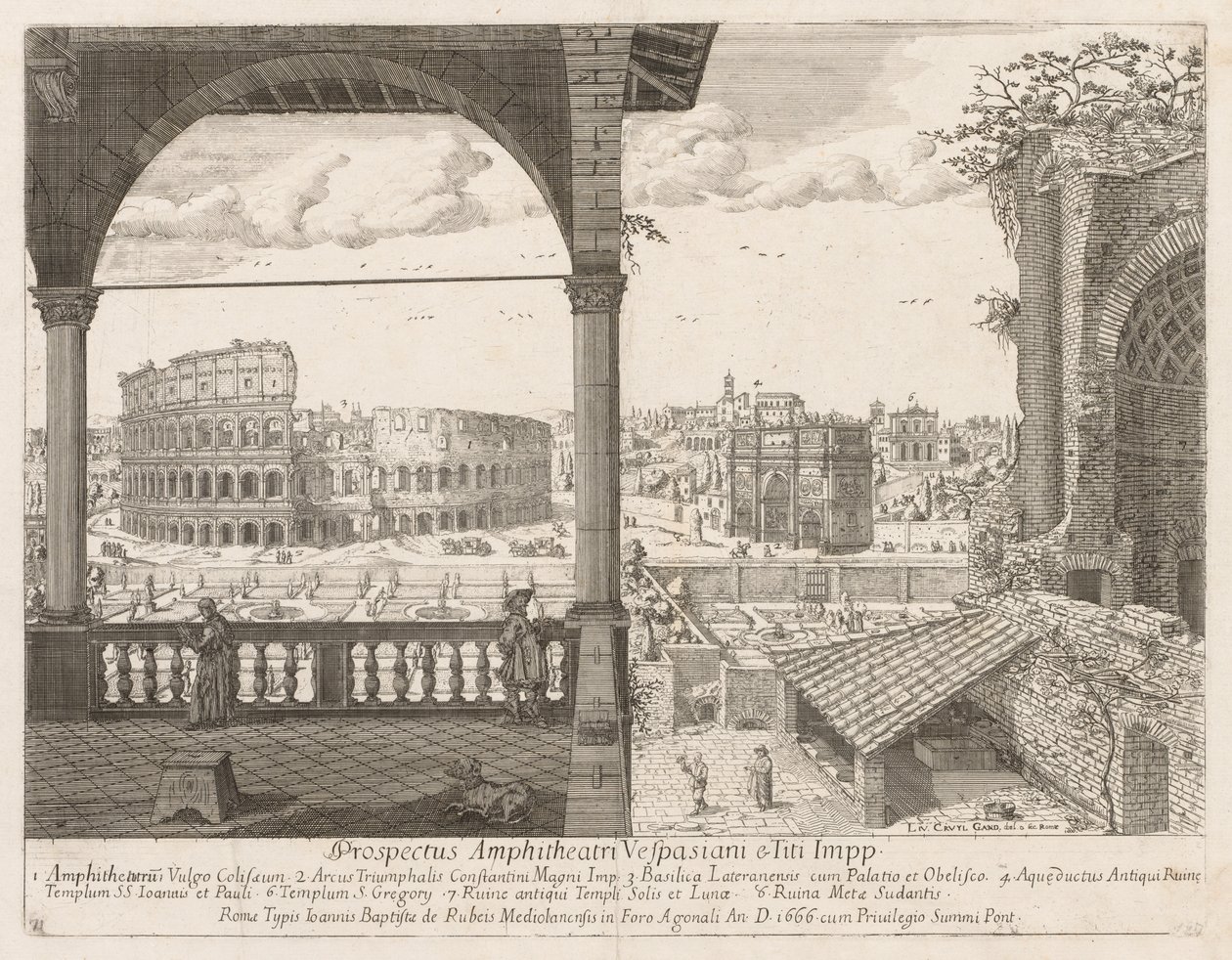 Roma Şehri Lourum Prospektüsünden Arco di Costantino Kolezyumu, 1666. by Lievin Cruyl