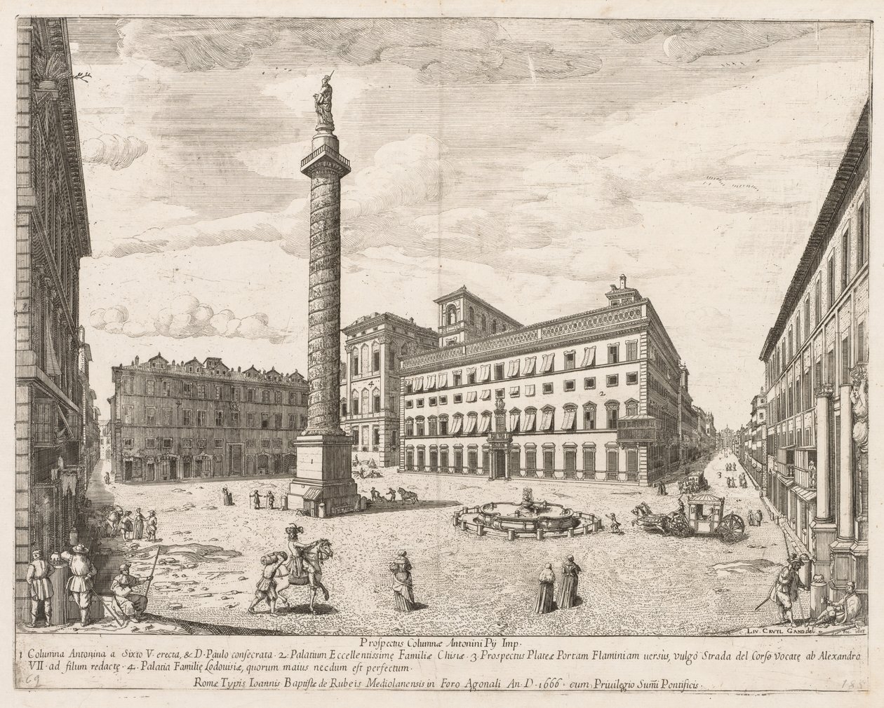 Piazza Colonna, 1666 by Lievin Cruyl