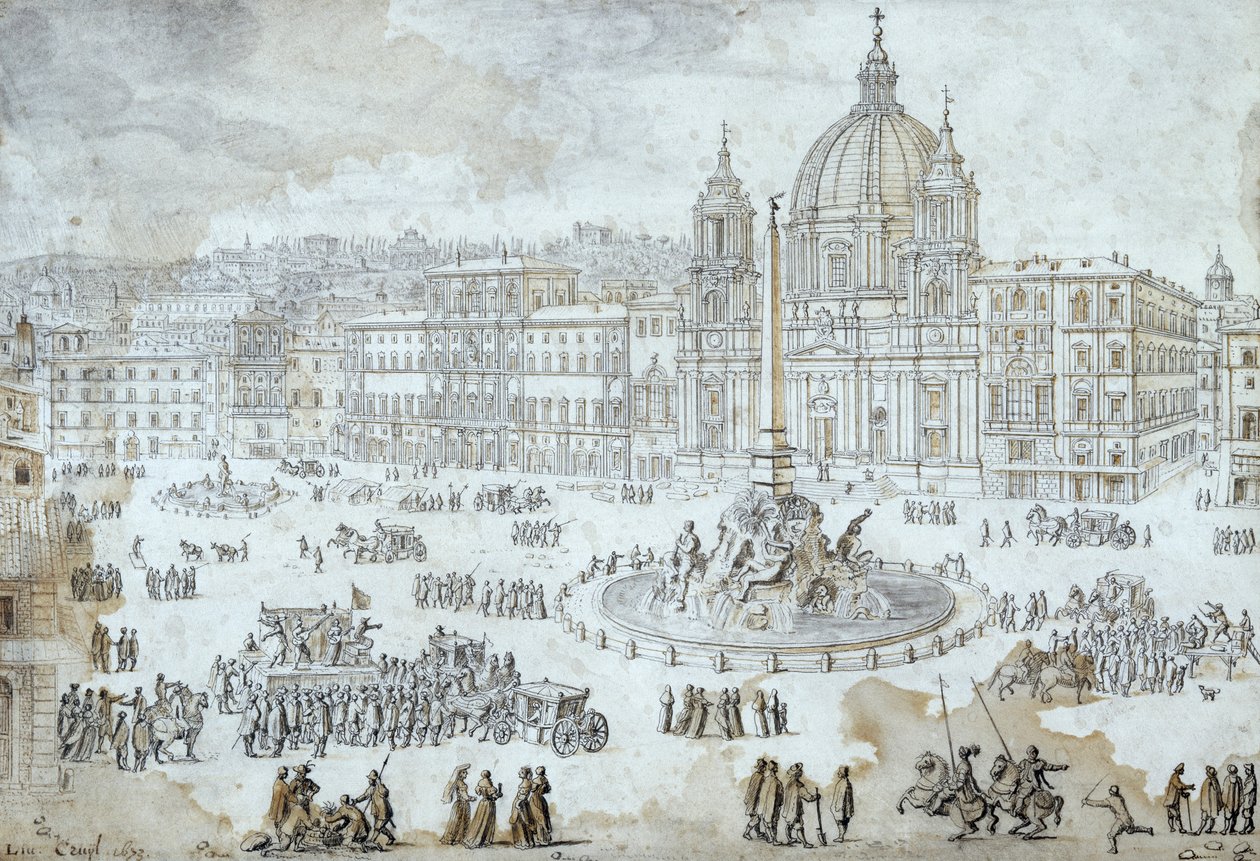 Roma'daki Piazza Navona, Lievin Cruyl (1640-1720), İtalya by Lievin Cruyl