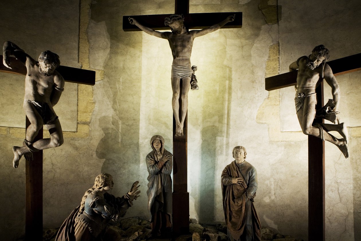 Calvary, c.1530 (boyalı ahşap) by Ligier Richier