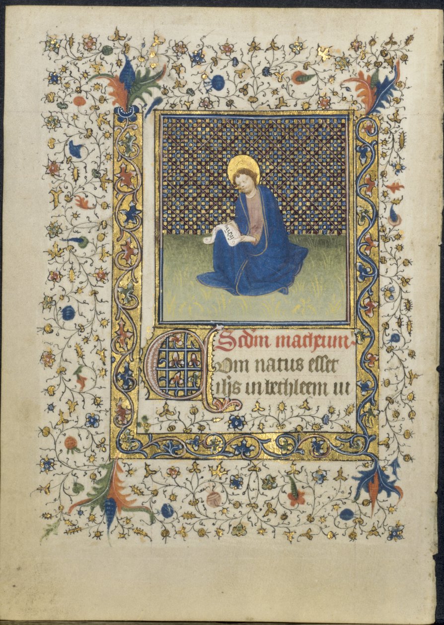 Saatler Kitabından Bir Yaprak: Aziz Matta, c. 1415-20. by Limbourg Brothers