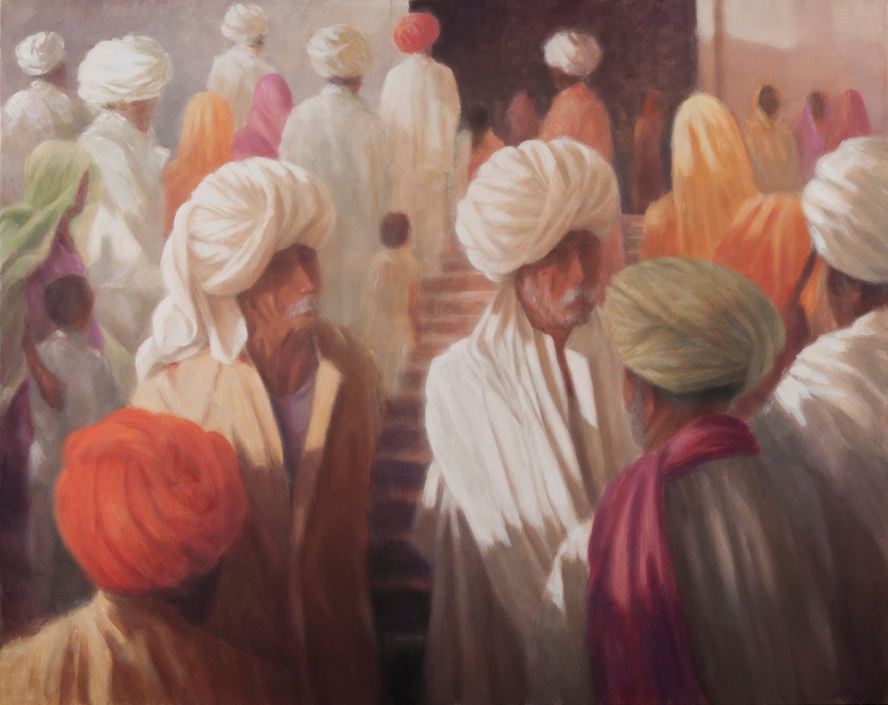Tapınak Girişinde, 2012 (tuval üzerine akrilik) by Lincoln Seligman