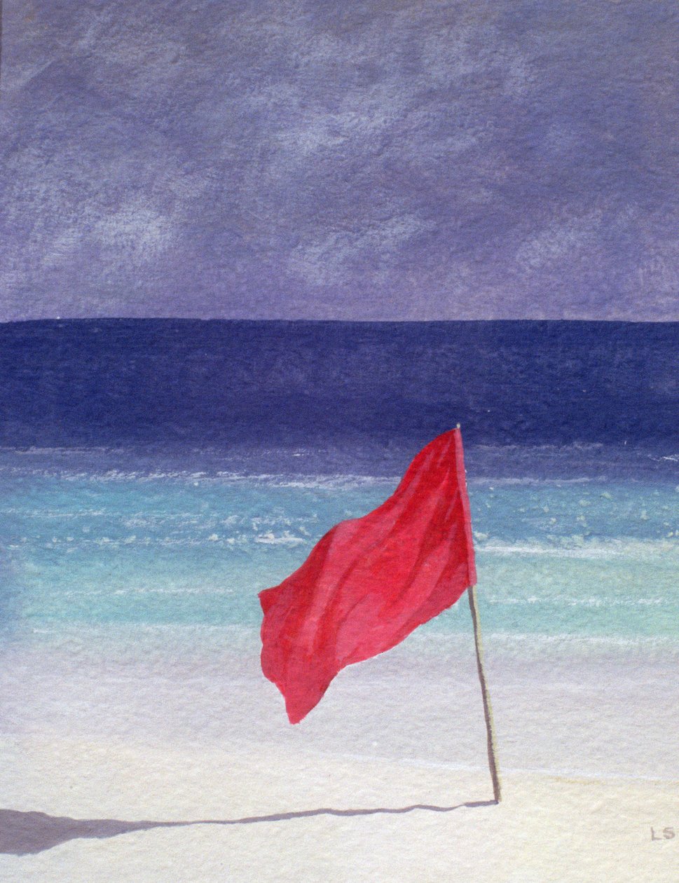 Sahil Bayrağı - Fırtına Uyarısı, 1985 (kağıt üzerinde akrilik) by Lincoln Seligman