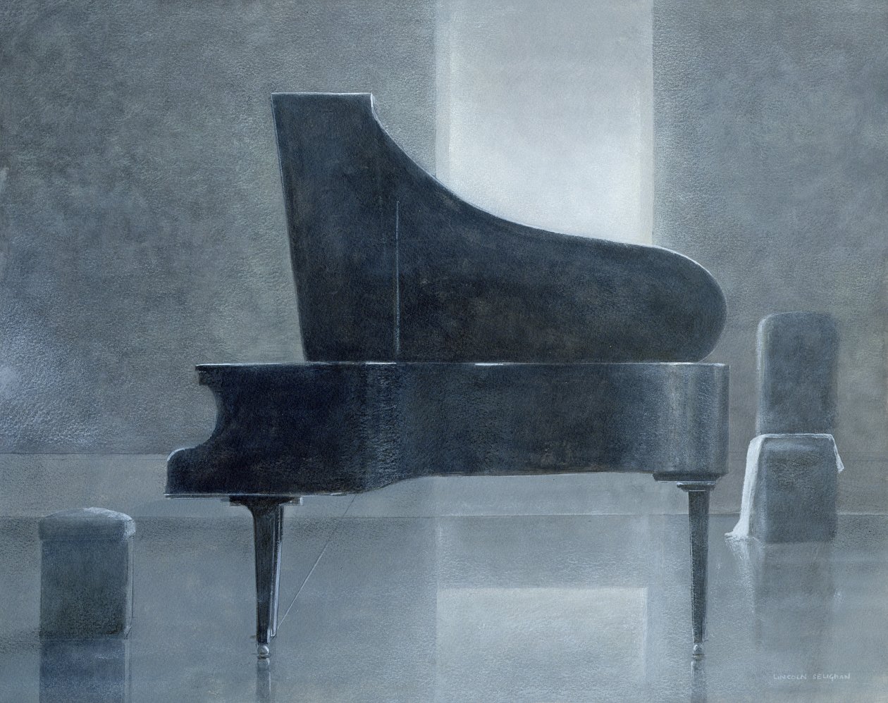 Siyah piyano, 2004 (kağıt üzerine akrilik) by Lincoln Seligman