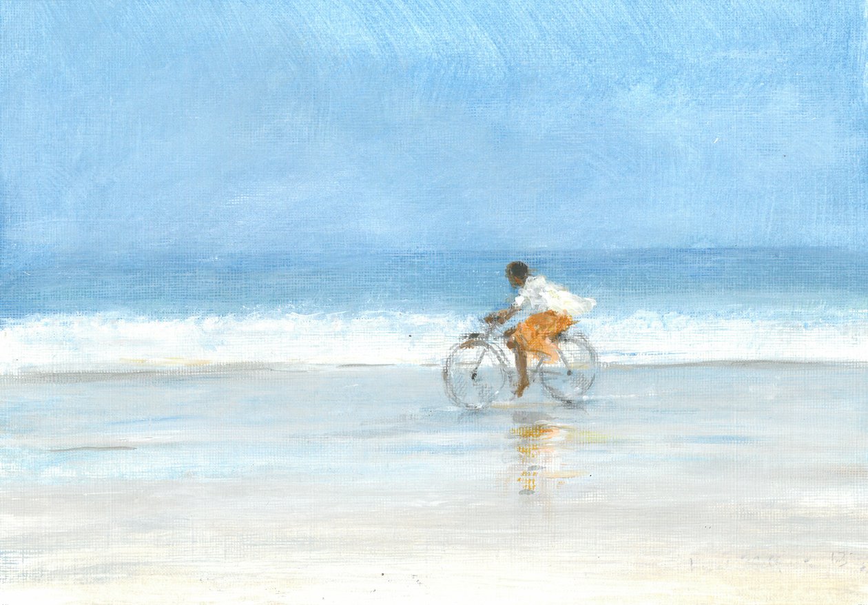 Boy on a Bike 1, 2015 (tuval üzerine akrilik) by Lincoln Seligman