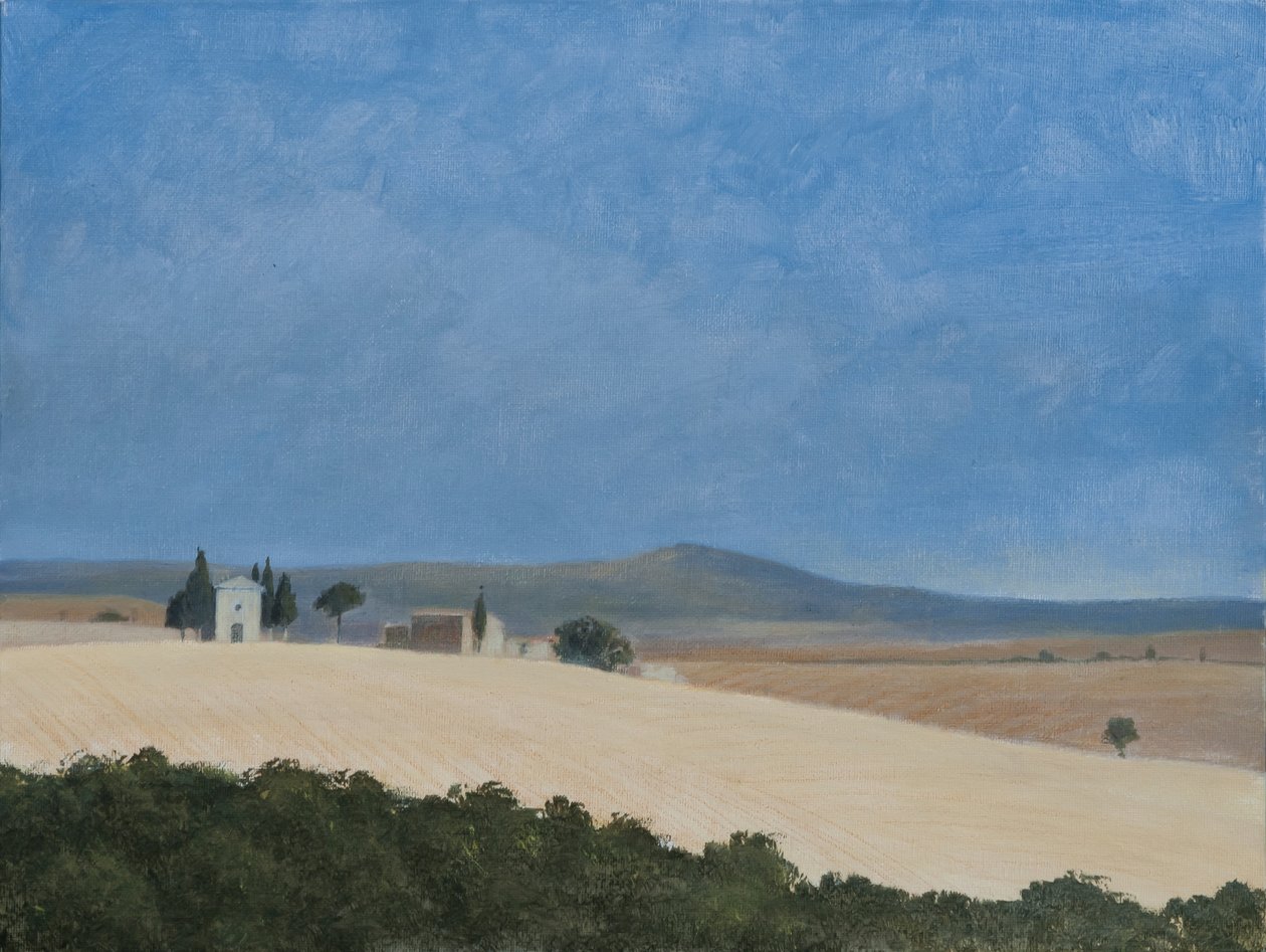 Pienza yakınlarındaki Şapel, 2012 (tuval üzerine akrilik) by Lincoln Seligman