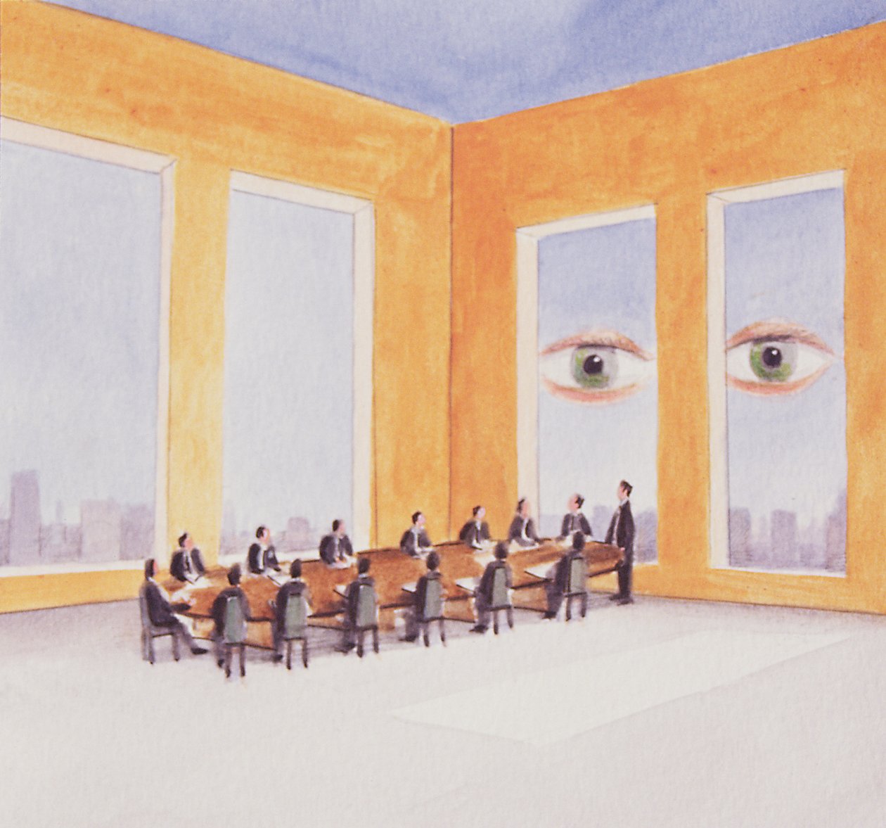 Kurumsal Yönetim, 2003 (kağıt üzerinde akrilik) by Lincoln Seligman