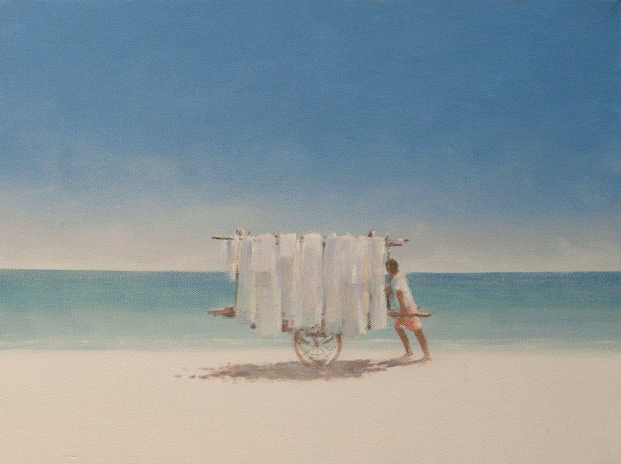Cuba Beach Seller, 2010 (tuval üzerine akrilik) by Lincoln Seligman