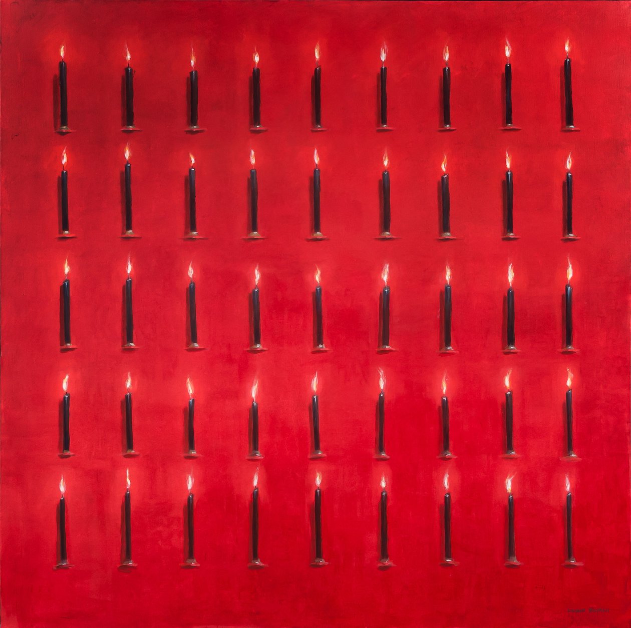 Kırk beş mum, Sri Lanka, 2012 (tuval üzerine akrilik) by Lincoln Seligman