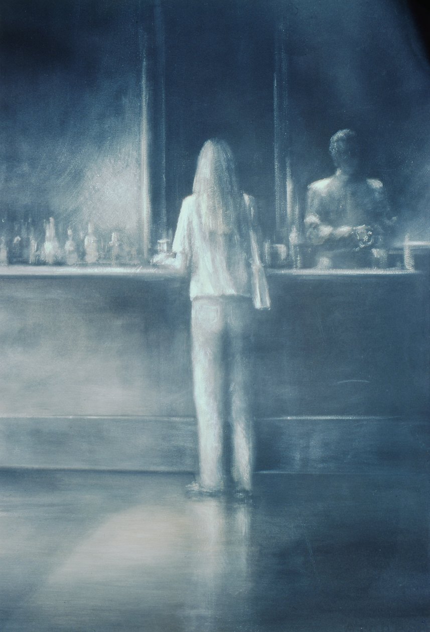 Bardaki Kız, 1995 (kağıt üzerinde akrilik) by Lincoln Seligman