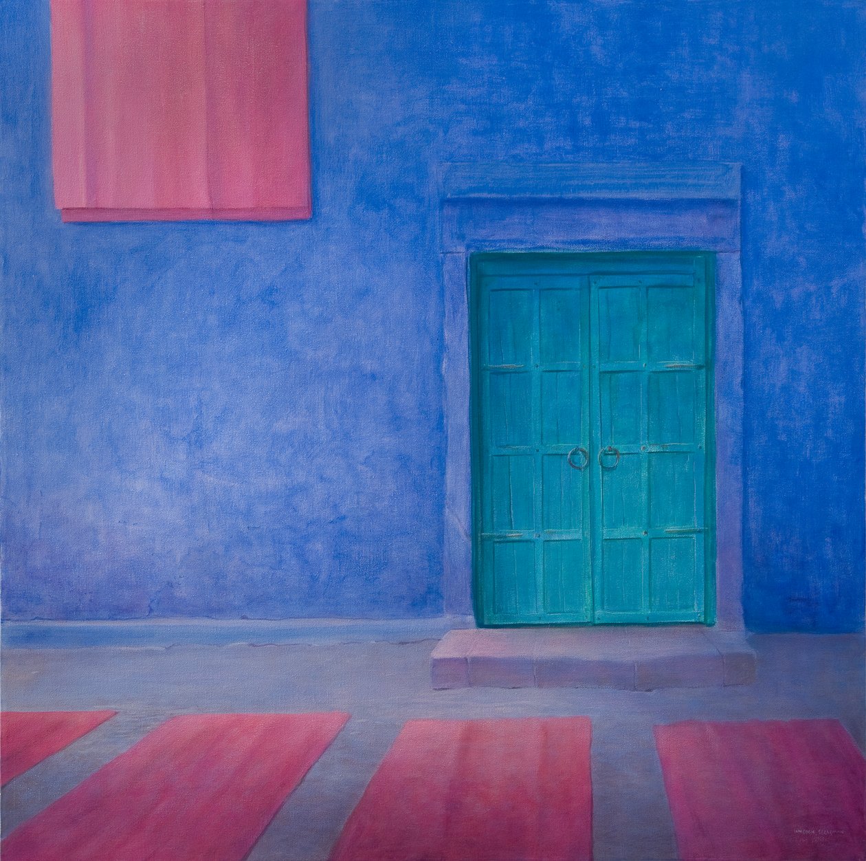 Green Door Jodhpur, 2010 (tuval üzerine akrilik) by Lincoln Seligman