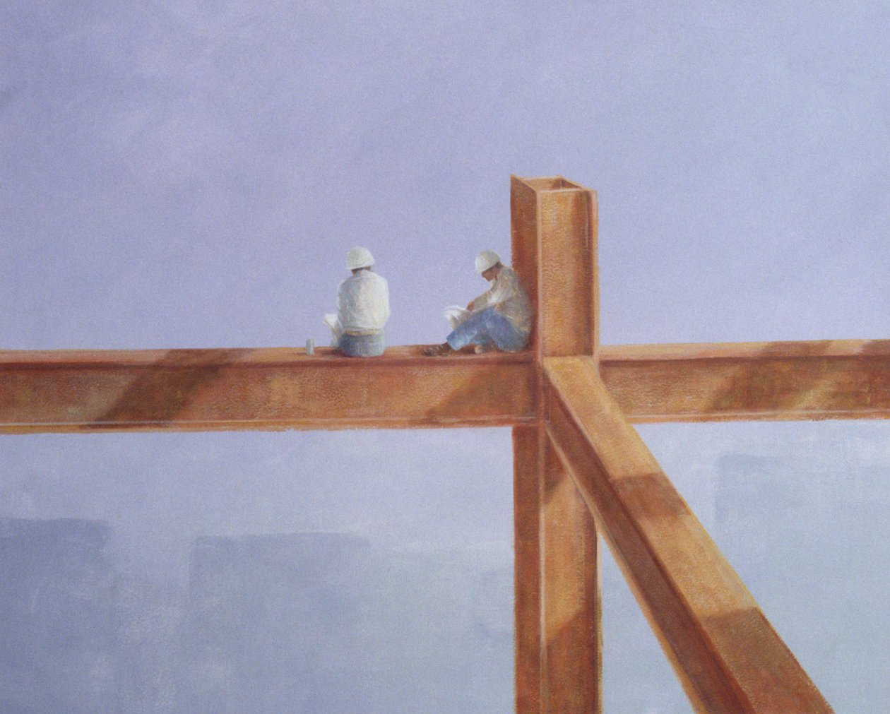 Öğle yemeği arası, 1985 (gemide akrilik) by Lincoln Seligman