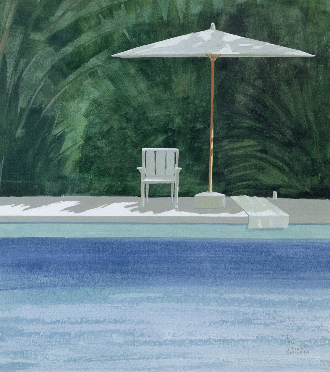 Havuz başı, 1994 (kağıt üzerine akrilik) by Lincoln Seligman